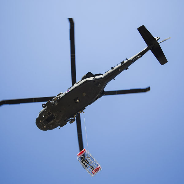 Army helicopter flying in the sky