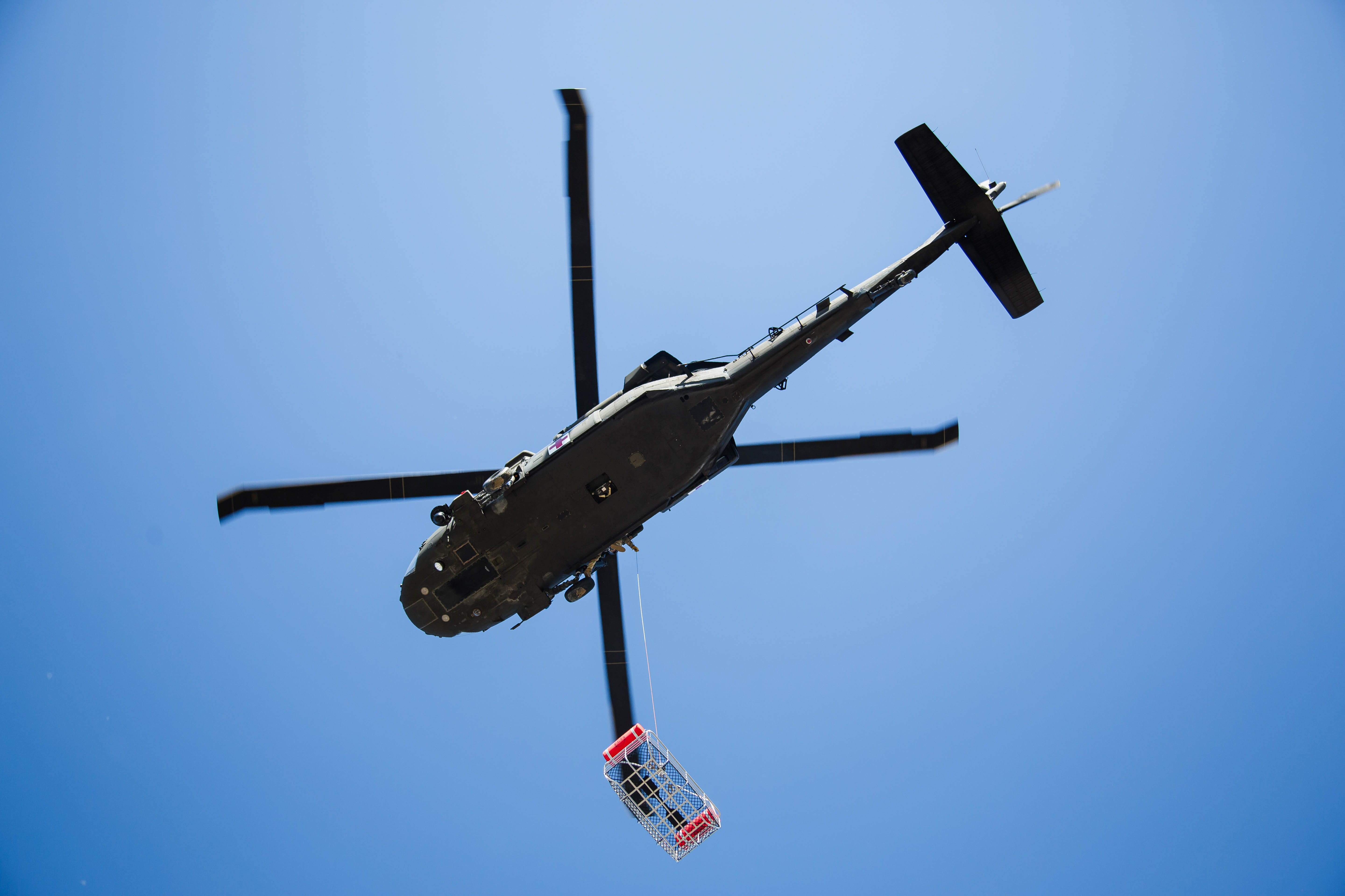 Army helicopter flying in the sky